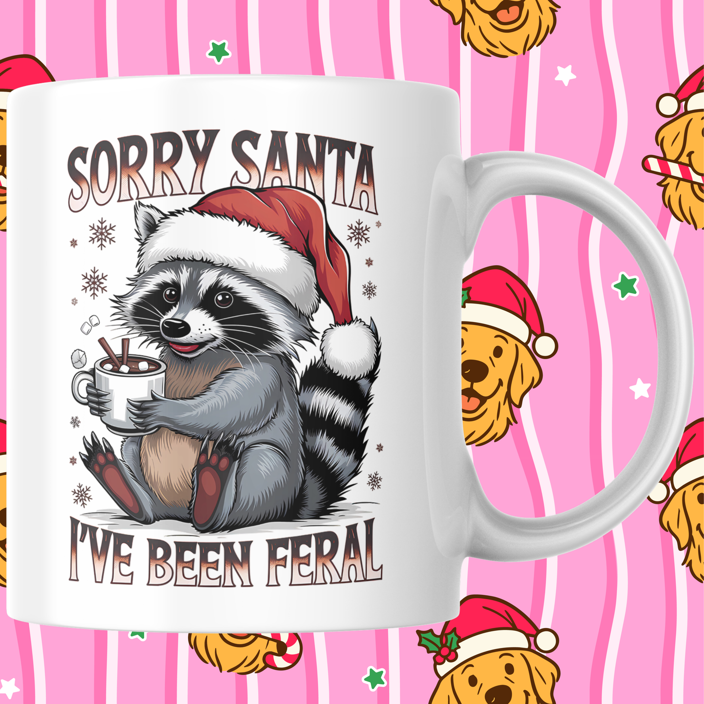 FERAL RACCOON CHRISTMAS MUG