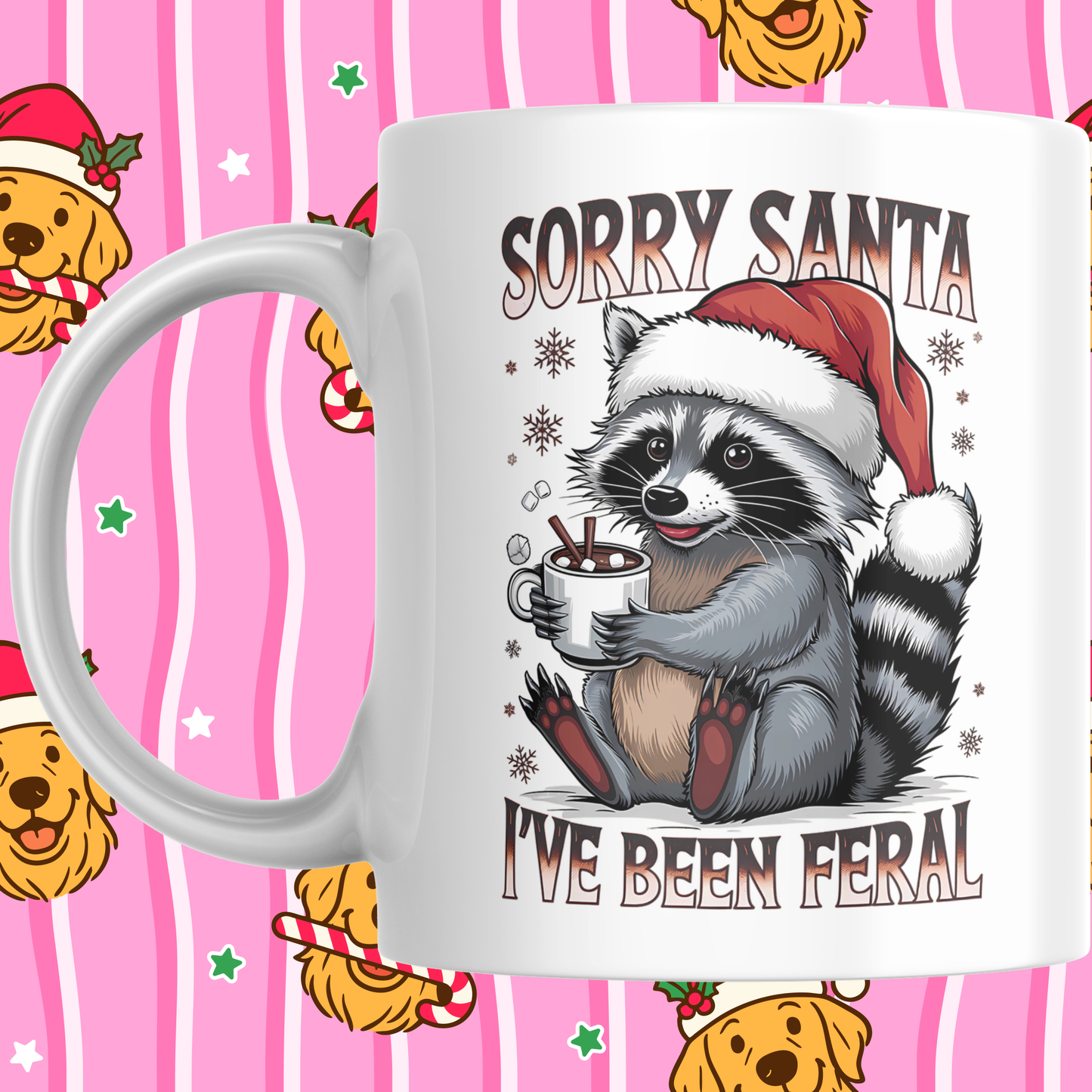 FERAL RACCOON CHRISTMAS MUG